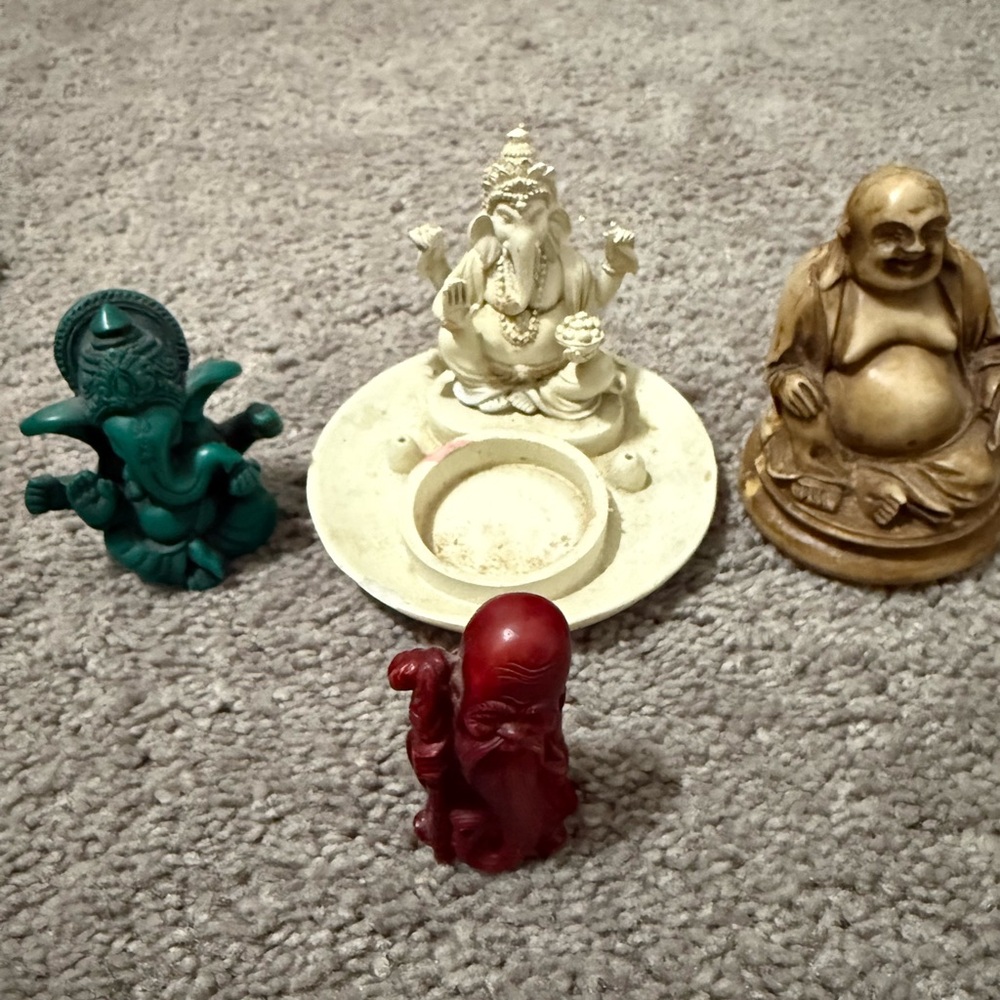 Colorful Buddha and Ganesha Figurines Set